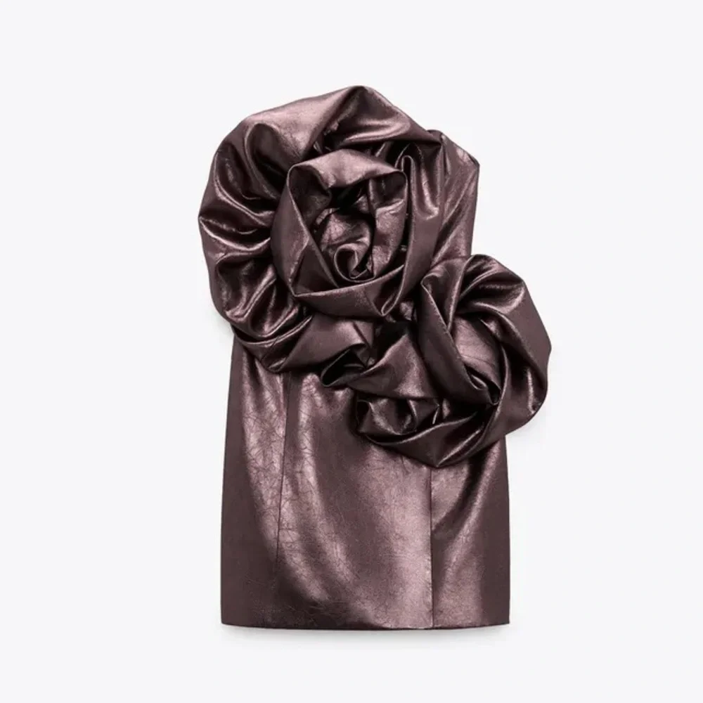 Zara NWOT voluminous flower 3D appliqué oversized floral detail party mini dress - Picture 13 of 15
